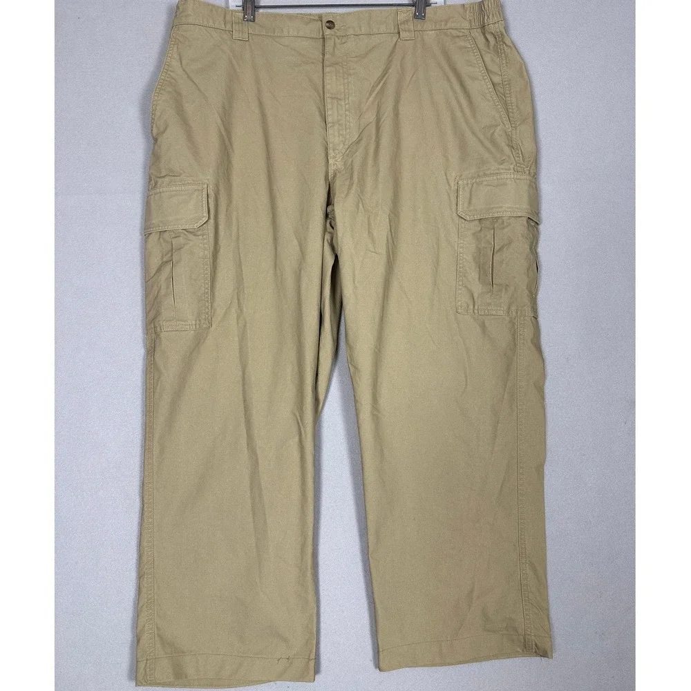 L.L. Bean Pants Mens 44X29 Tan Cargo Utility Relaxed Fit Casual Stretch Waist